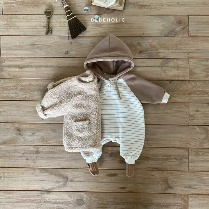 Bebe Holic - Korean Baby Fashion - #babyoninstagram - Stripes Hoody Bodysuit - 2