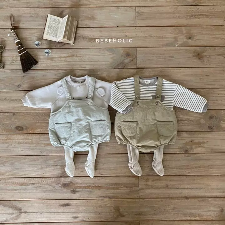 Bebe Holic - Korean Baby Fashion - #babyootd - Padding Dungarees Bodysuit - 2