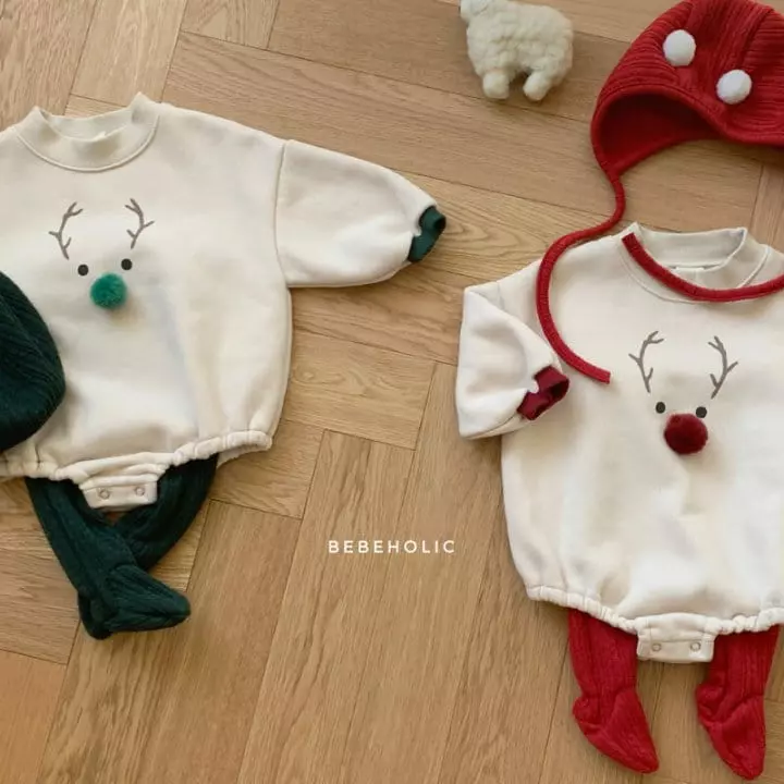 Bebe Holic - Korean Baby Fashion - #babyootd - Rudolf Bodysuit with Bonnet
