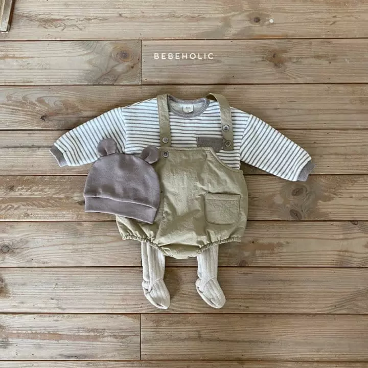 Bebe Holic - Korean Baby Fashion - #babyoutfit - Padding Dungarees Bodysuit - 4