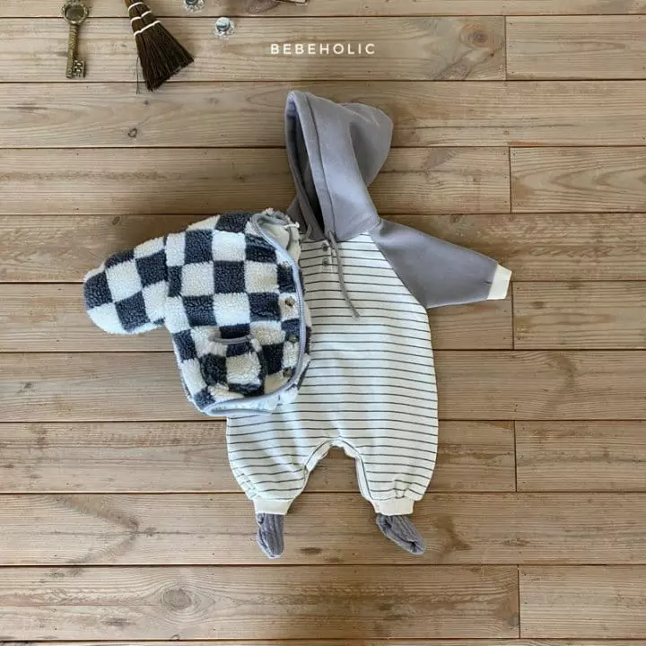 Bebe Holic - Korean Baby Fashion - #babyootd - Stripes Hoody Bodysuit - 4
