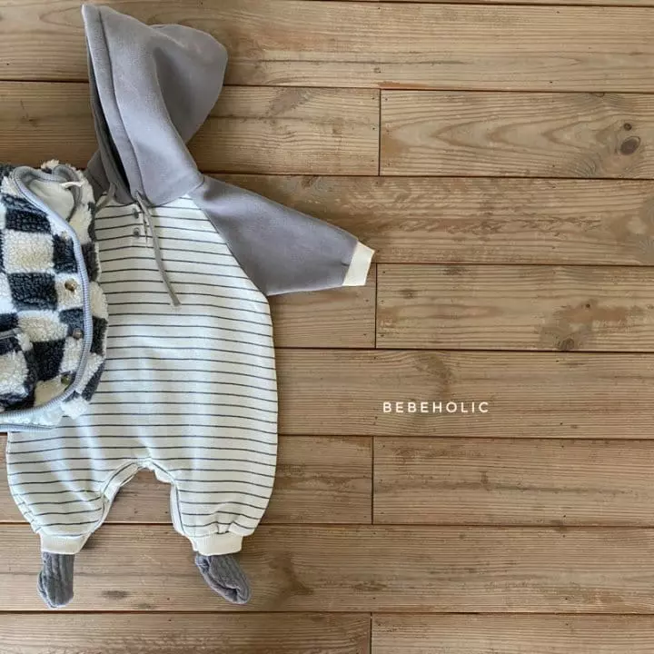 Bebe Holic - Korean Baby Fashion - #babyoutfit - Stripes Hoody Bodysuit - 5