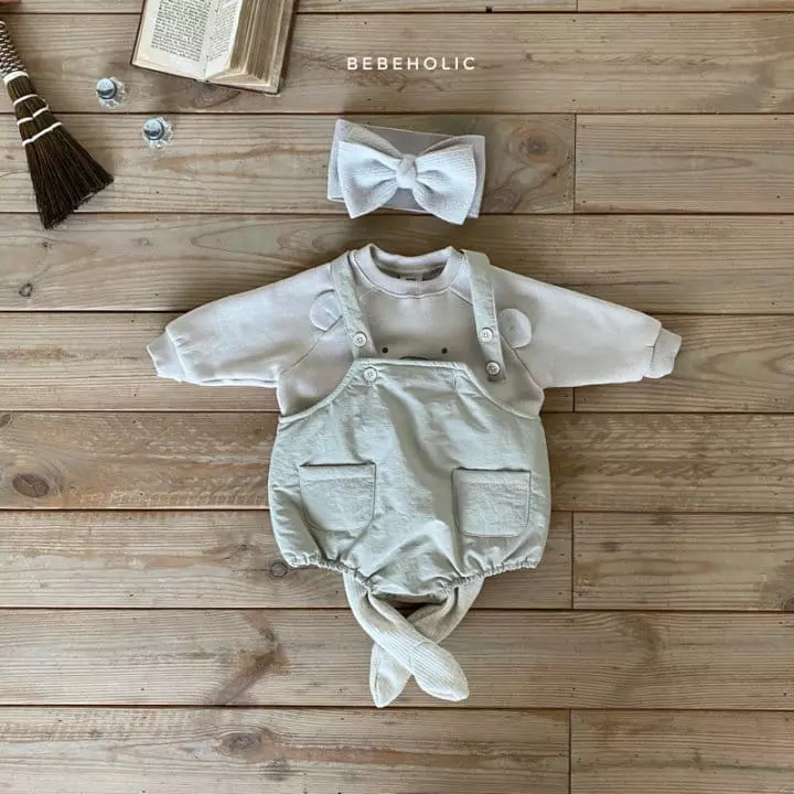 Bebe Holic - Korean Baby Fashion - #babywear - Padding Dungarees Bodysuit - 5