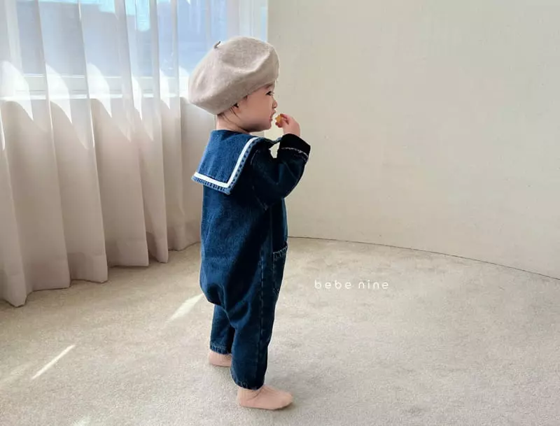 Bebe Nine - Korean Baby Fashion - #smilingbaby - Ttason Denim Sailor Overalls - 4