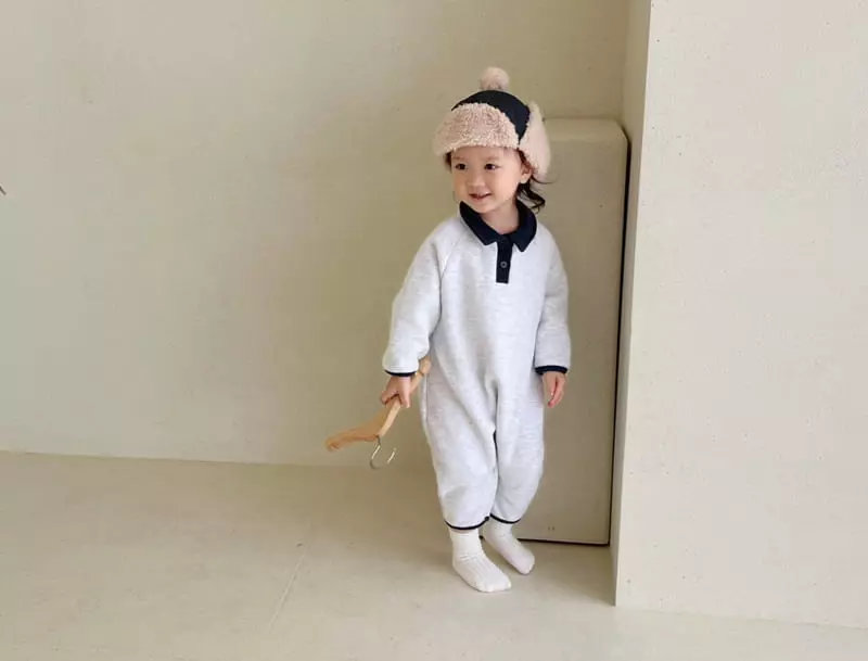 Bebe Nine - Korean Baby Fashion - #babyoutfit - Collar Fleece Overalls - 2