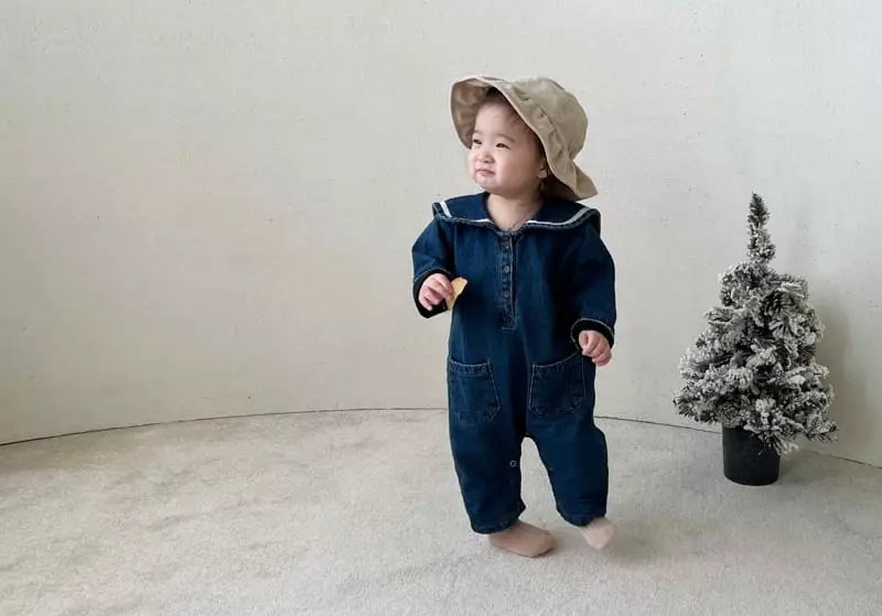 Bebe Nine - Korean Baby Fashion - #onlinebabyboutique - Ttason Denim Sailor Overalls