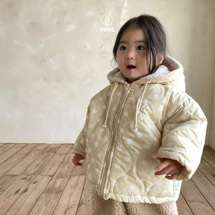 Bella Bambina - Korean Baby Fashion - #babyoutfit - Bebe Milk Dot Hoody Padding Jumper - 12