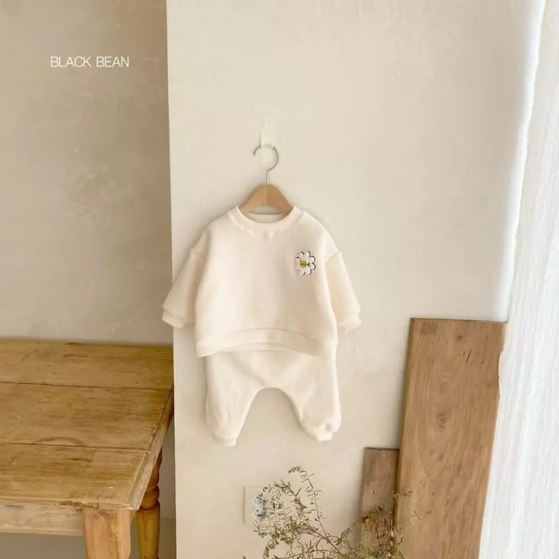 Black Bean - Korean Baby Fashion - #babylifestyle - Flower Fleece Bebe Top Bottom Set - 2