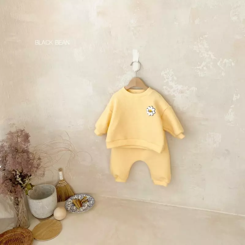 Black Bean - Korean Baby Fashion - #babyoninstagram - Flower Fleece Bebe Top Bottom Set - 3