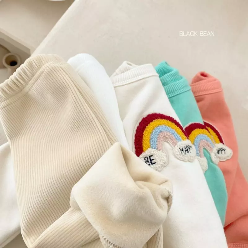 Black Bean - Korean Baby Fashion - #babyootd - Rainbow Bebe Fleece Top Bottom Set - 10