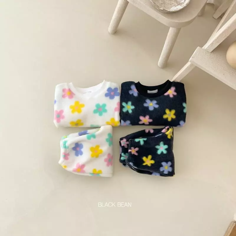 Black Bean - Korean Baby Fashion - #babyootd - Madelien Fleece Bebe Top Bottom Set - 2
