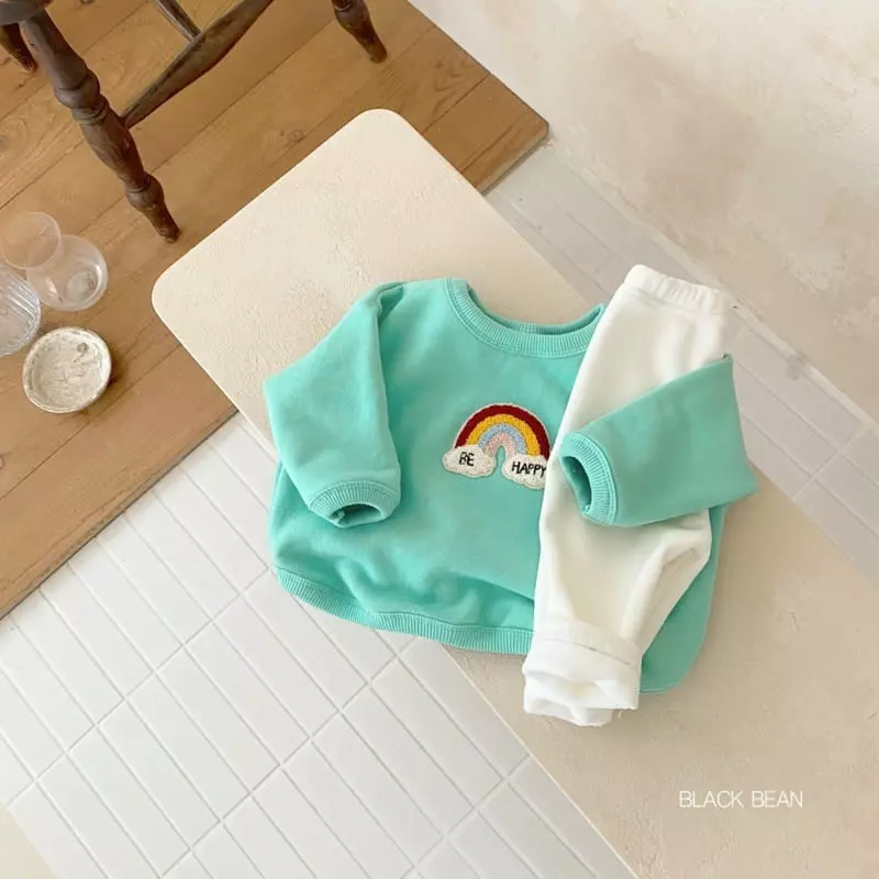 Black Bean - Korean Baby Fashion - #babyoutfit - Rainbow Bebe Fleece Top Bottom Set - 12