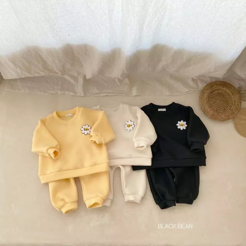 Black Bean - Korean Baby Fashion - #babyoutfit - Flower Fleece Bebe Top Bottom Set - 5