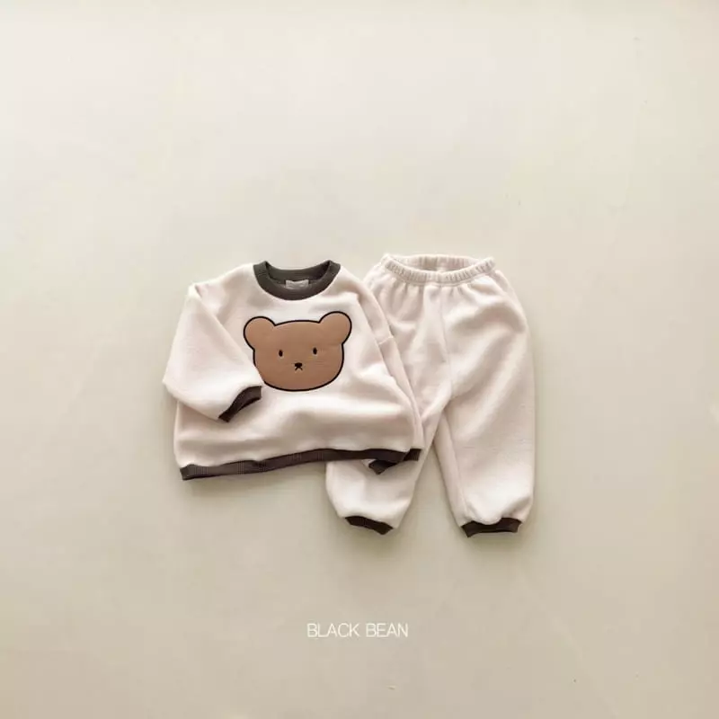 Black Bean - Korean Children Fashion - #childrensboutique - Poly Bear Fleece Top Bottom Set - 7