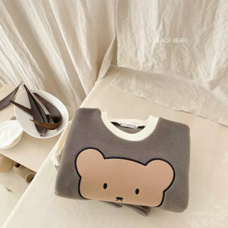Black Bean - Korean Children Fashion - #designkidswear - Poly Bear Fleece Top Bottom Set - 8