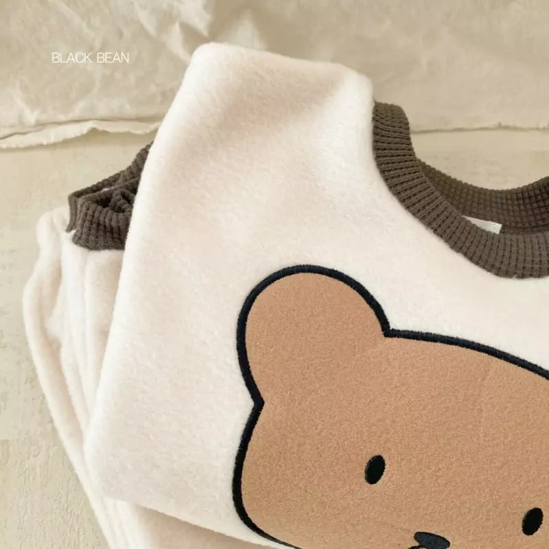 Black Bean - Korean Children Fashion - #discoveringself - Poly Bear Fleece Top Bottom Set - 9