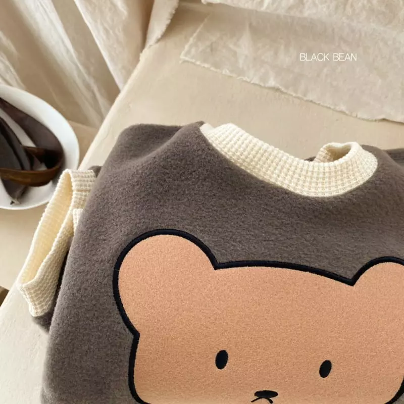 Black Bean - Korean Children Fashion - #fashionkids - Poly Bear Fleece Top Bottom Set - 10