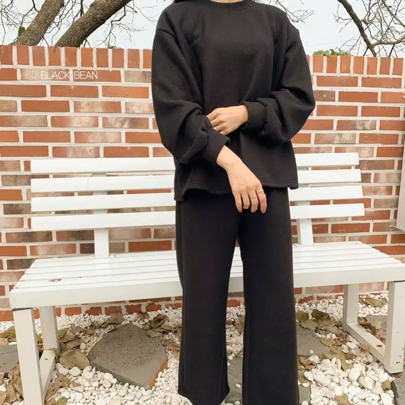 Black Bean - Korean Children Fashion - #kidsshorts - Sugare Fleece Top Bottom Set - 12