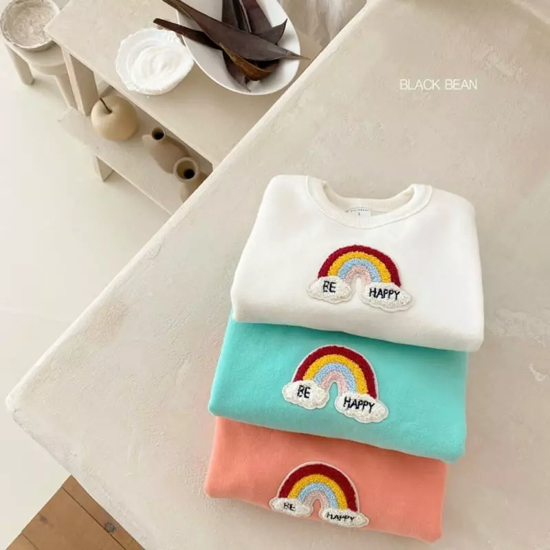 Black Bean - Korean Children Fashion - #littlefashionista - Rainbow Fleece Piping Tee - 7