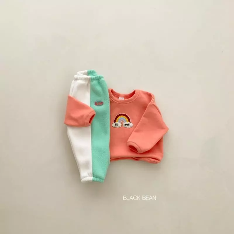 Black Bean - Korean Children Fashion - #minifashionista - Rainbow Fleece Piping Tee - 9