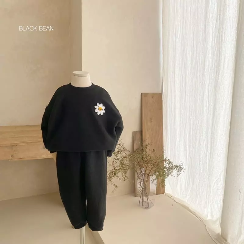 Black Bean - Korean Children Fashion - #minifashionista - Flower Fleece Top Bottom Set - 7