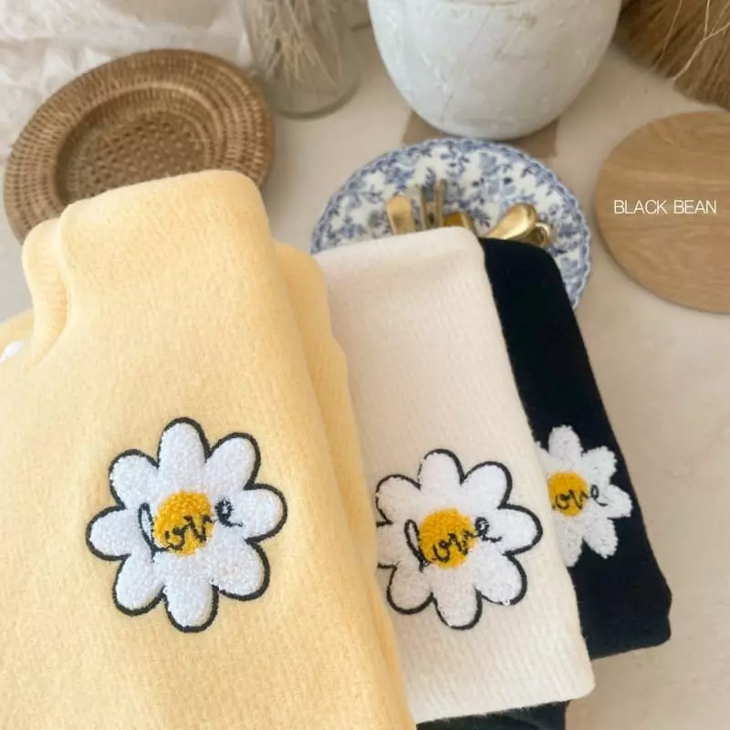 Black Bean - Korean Children Fashion - #prettylittlegirls - Flower Fleece Top Bottom Set - 8