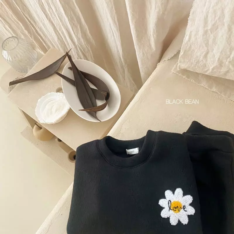 Black Bean - Korean Children Fashion - #todddlerfashion - Flower Fleece Top Bottom Set - 9