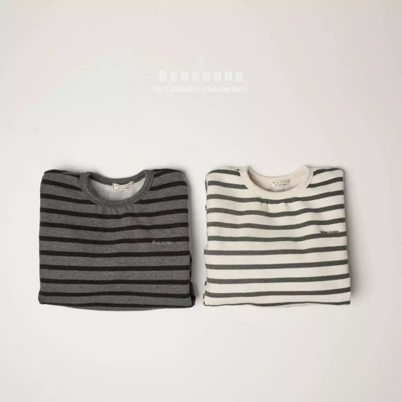 Boneoune - Korean Children Fashion - #Kfashion4kids - Stripes Fleece Piping Tee - 6