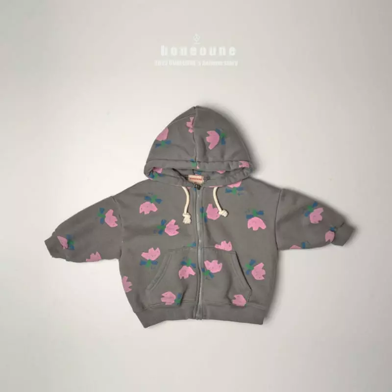 Boneoune - Korean Children Fashion - #childofig - Fla Floer Hoody Zip-up
