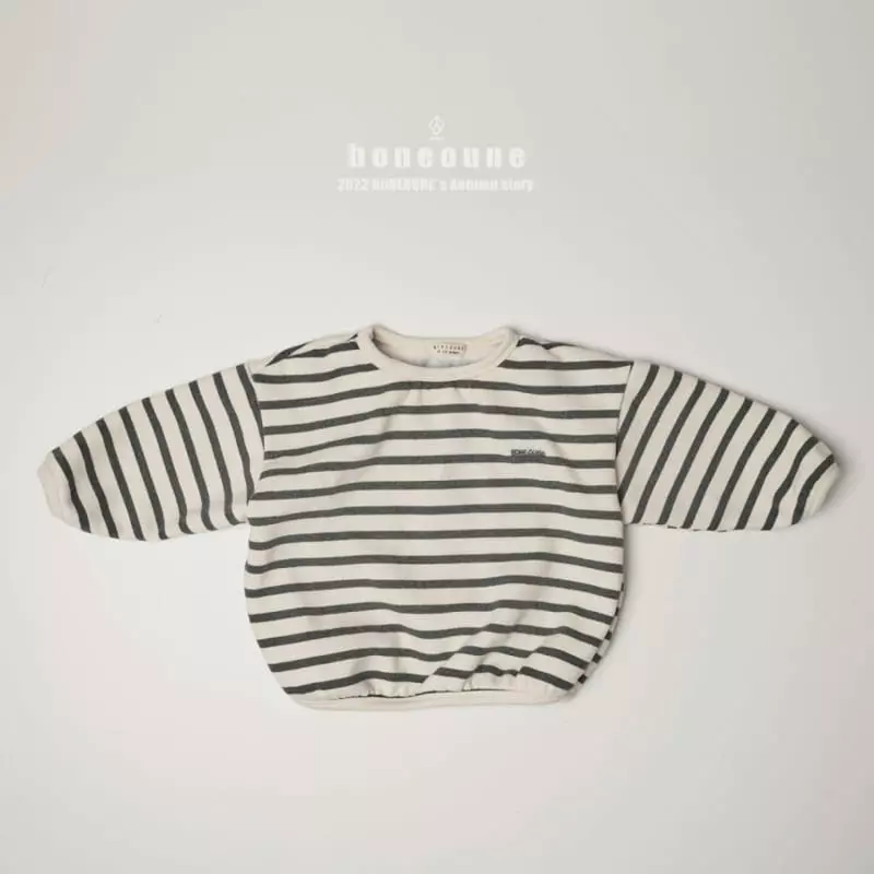 Boneoune - Korean Children Fashion - #kidsshorts - Stripes Fleece Piping Tee - 4