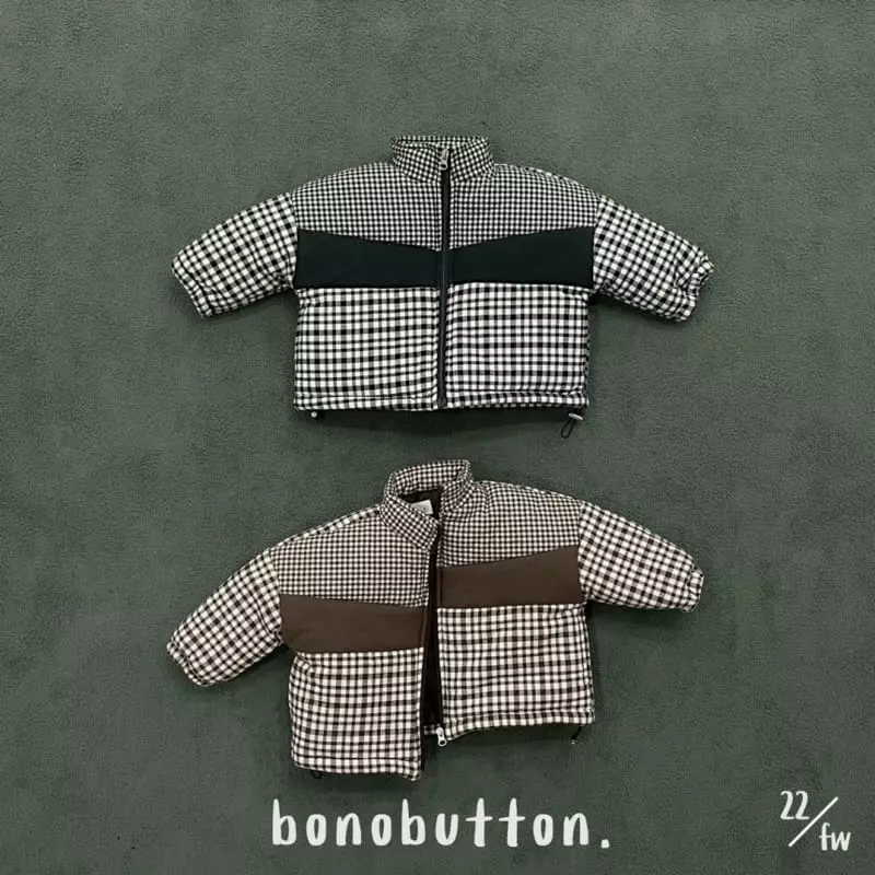 Bonobutton - Korean Children Fashion - #Kfashion4kids - Oz Check Padding Jumper