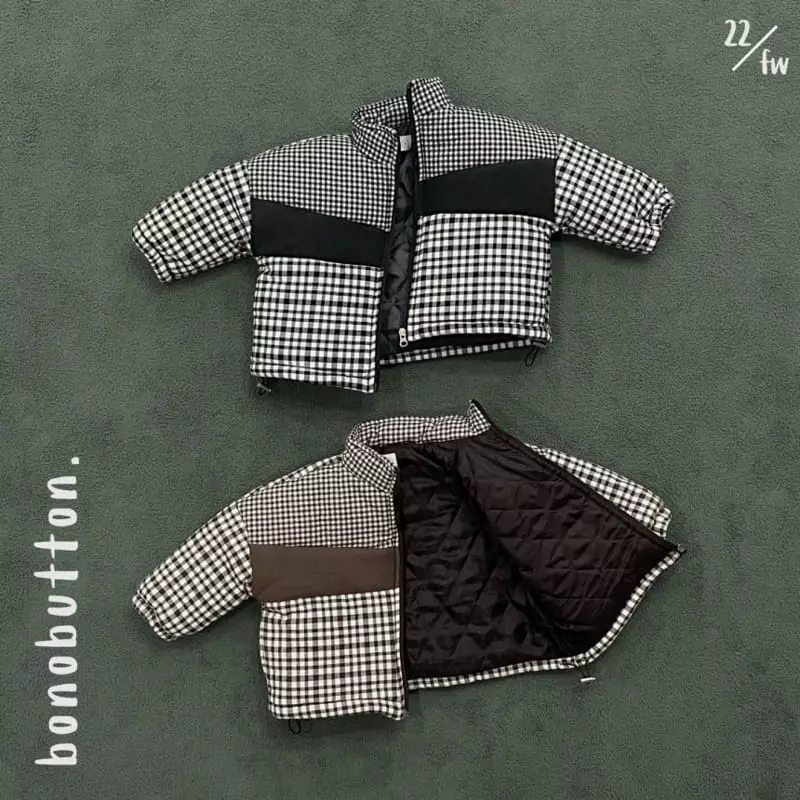 Bonobutton - Korean Children Fashion - #magicofchildhood - Oz Check Padding Jumper - 3