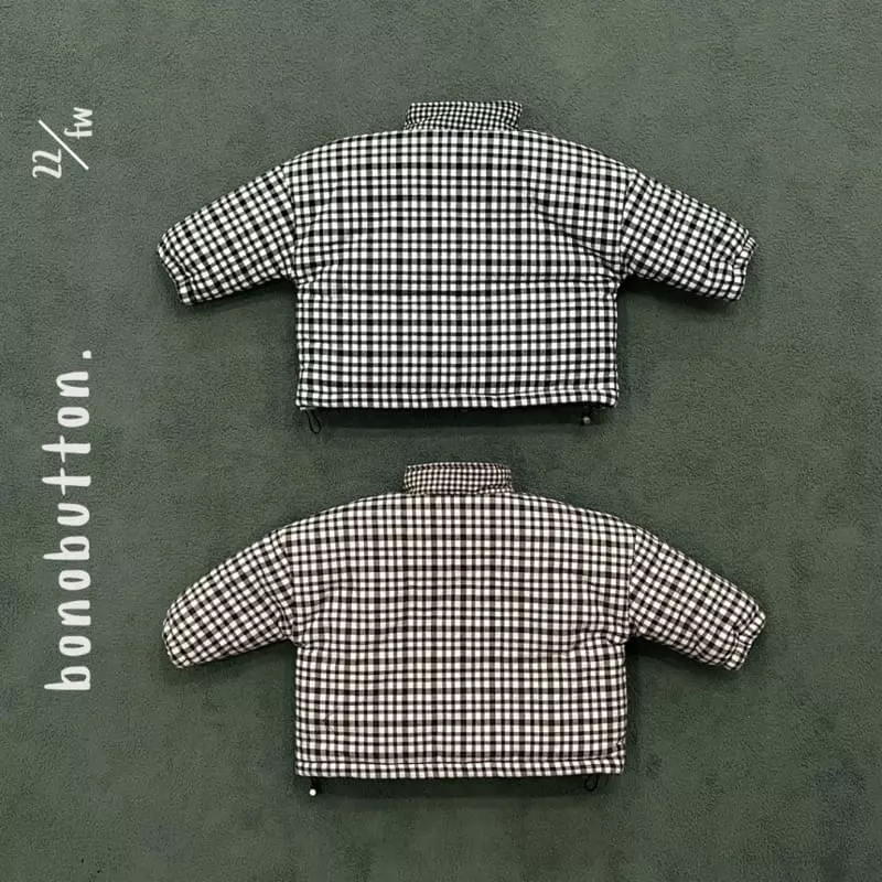 Bonobutton - Korean Children Fashion - #magicofchildhood - Oz Check Padding Jumper - 4