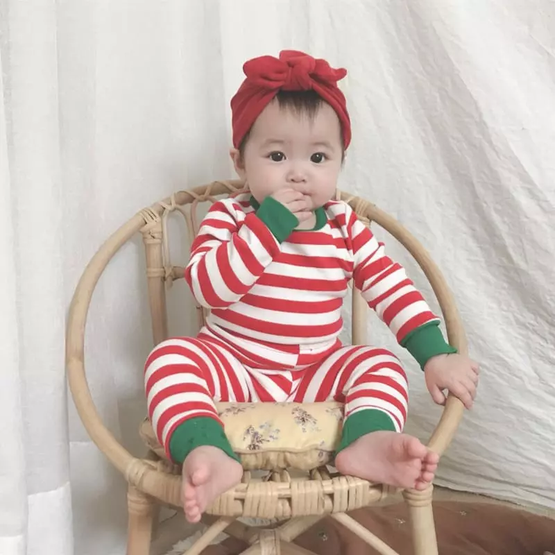 Brody Jane - Korean Children Fashion - #minifashionista - Christmas Stripes Set Easywear - 4
