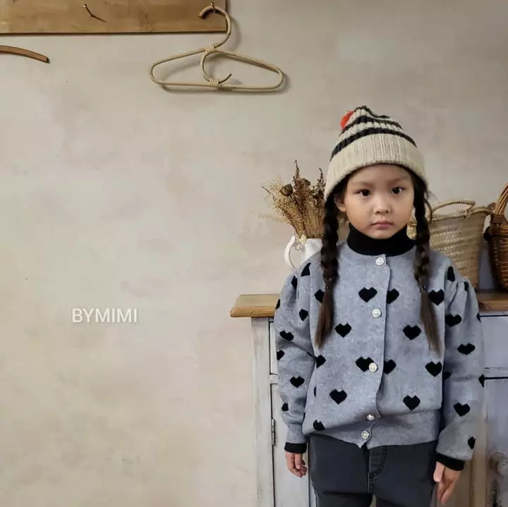 Bymimi - Korean Children Fashion - #minifashionista - Heart Knit Cardigan - 3