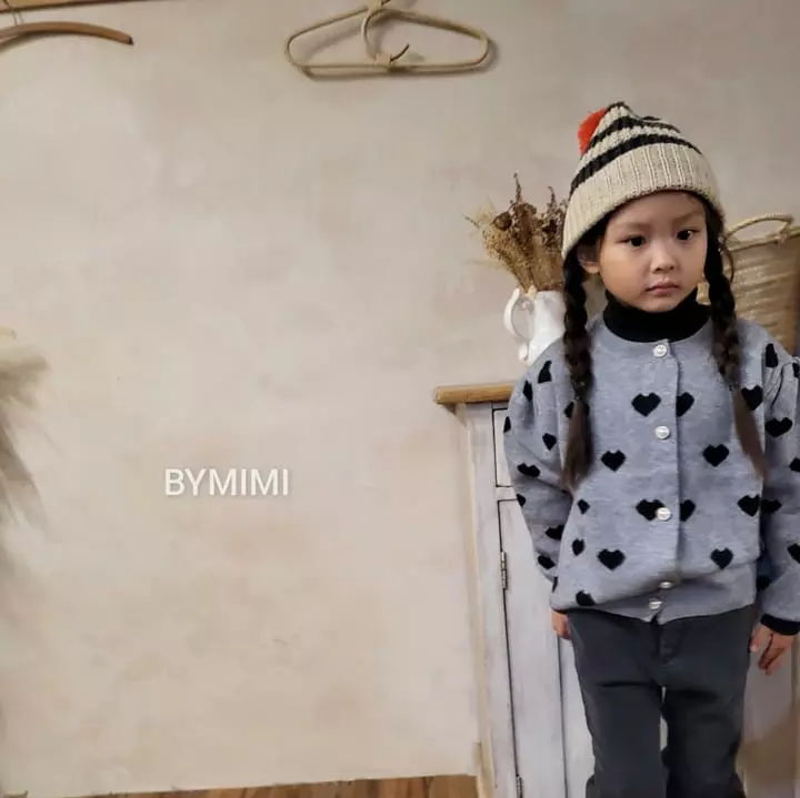 Bymimi - Korean Children Fashion - #minifashionista - Heart Knit Cardigan - 4