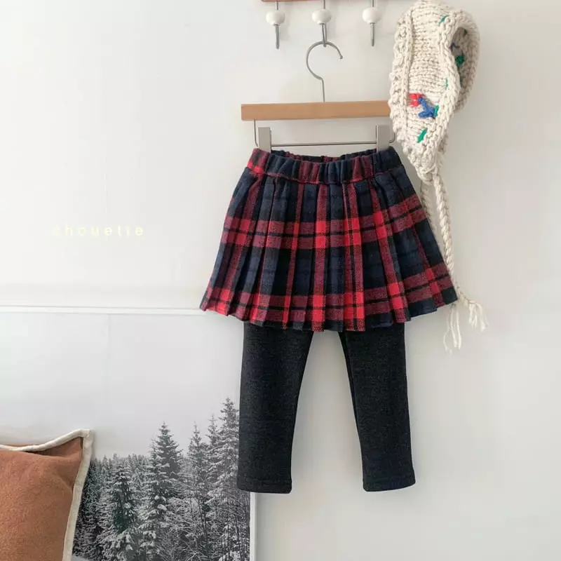 Chouette - Korean Children Fashion - #childrensboutique - Fleece Check Leggings
