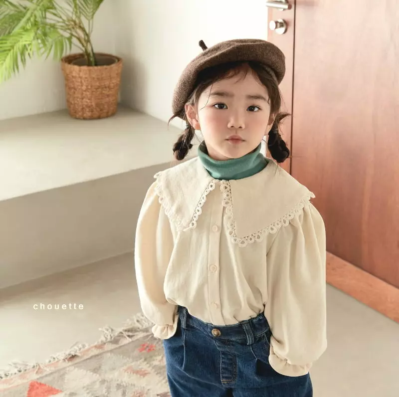 Chouette - Korean Children Fashion - #prettylittlegirls - Lace Fleece Blouse