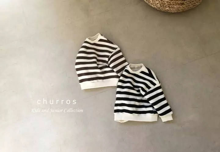 Churros - Korean Children Fashion - #childrensboutique - Fleece Stripes Sweatshirt