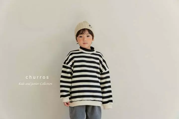 Churros - Korean Children Fashion - #littlefashionista - Fleece Stripes Sweatshirt - 9