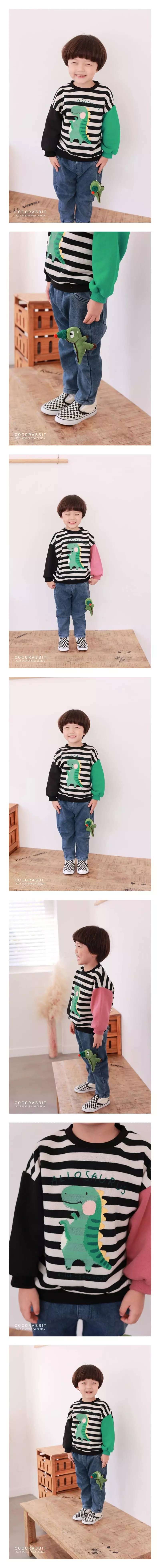 Coco Rabbit - Korean Children Fashion - #fashionkids - Stripes Dino Sweatshirt