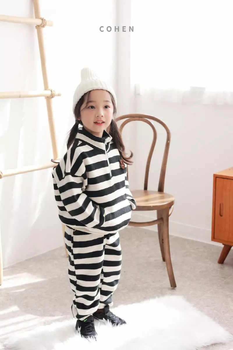 Cohen - Korean Children Fashion - #childofig - Stripes Zip UP Top Bottom Set - 6