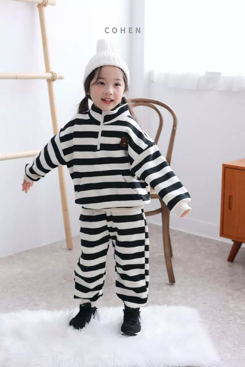 Cohen - Korean Children Fashion - #childofig - Stripes Zip UP Top Bottom Set - 7