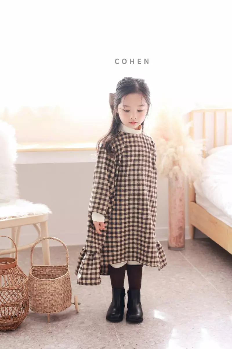 Cohen - Korean Children Fashion - #childofig - Unbal Check One-piece - 2