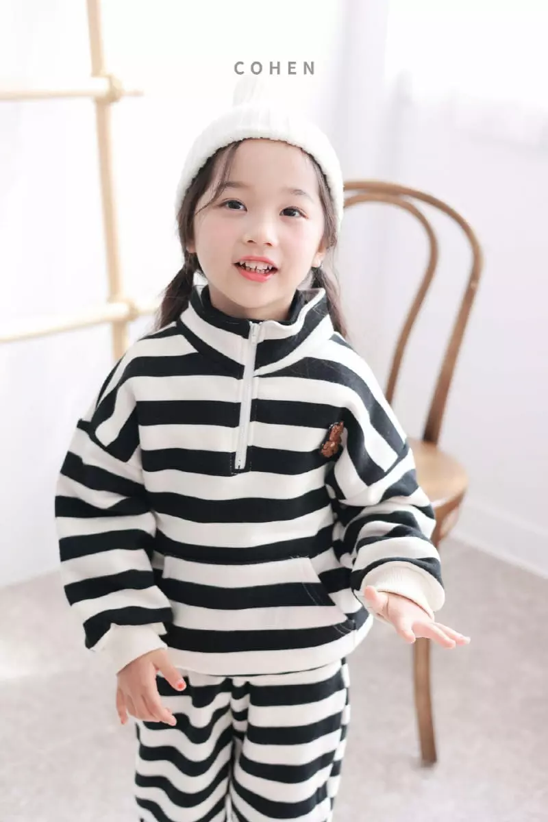 Cohen - Korean Children Fashion - #magicofchildhood - Stripes Zip UP Top Bottom Set - 4