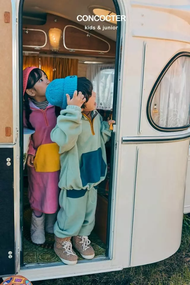 Concocter - Korean Children Fashion - #Kfashion4kids - Fleece Camper Fleece One-piece - 12