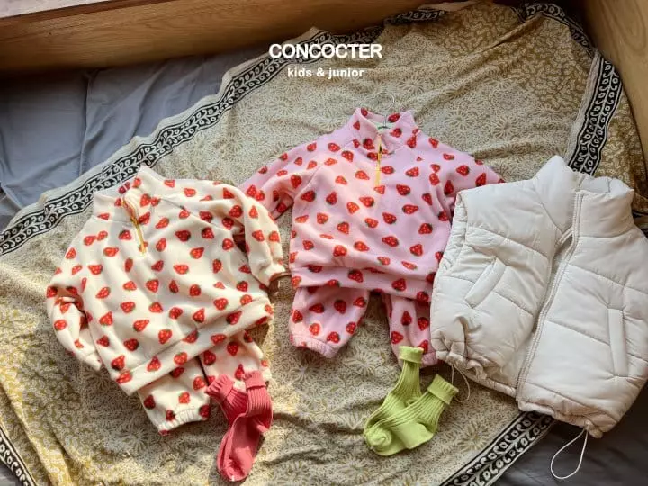 Concocter - Korean Children Fashion - #childrensboutique - Strawberry Top Bottom Set - 3