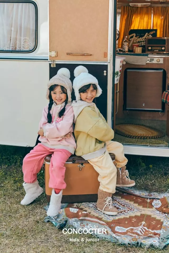 Concocter - Korean Children Fashion - #discoveringself - Lamp Hoody Fleece Top Bottom Set - 3