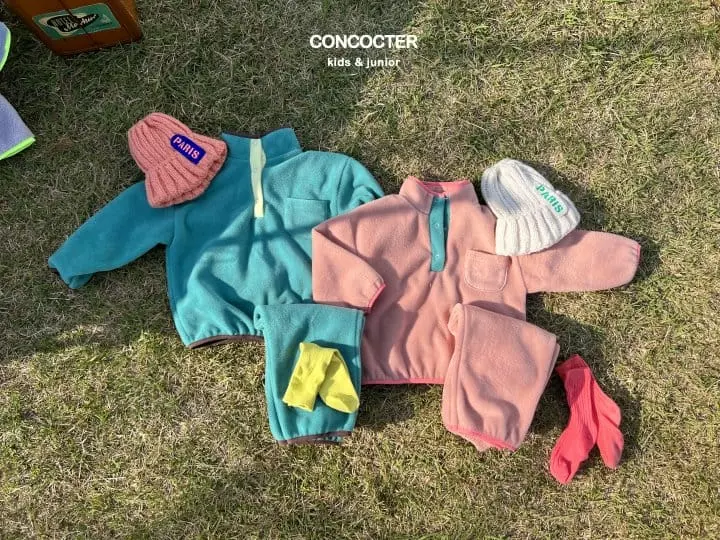 Concocter - Korean Children Fashion - #kidsshorts - Pretty Fleece Top Bottom Set - 2