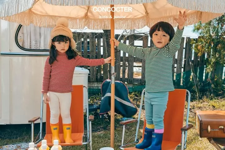 Concocter - Korean Children Fashion - #kidsshorts - Everywhere Stripes Turtleneck - 6